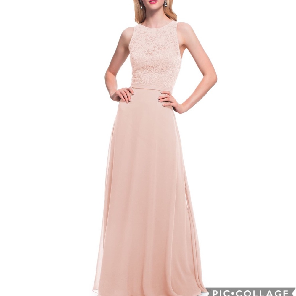 #LEVKOFF Lace Bodice Chiffon Gown Bridesmaid